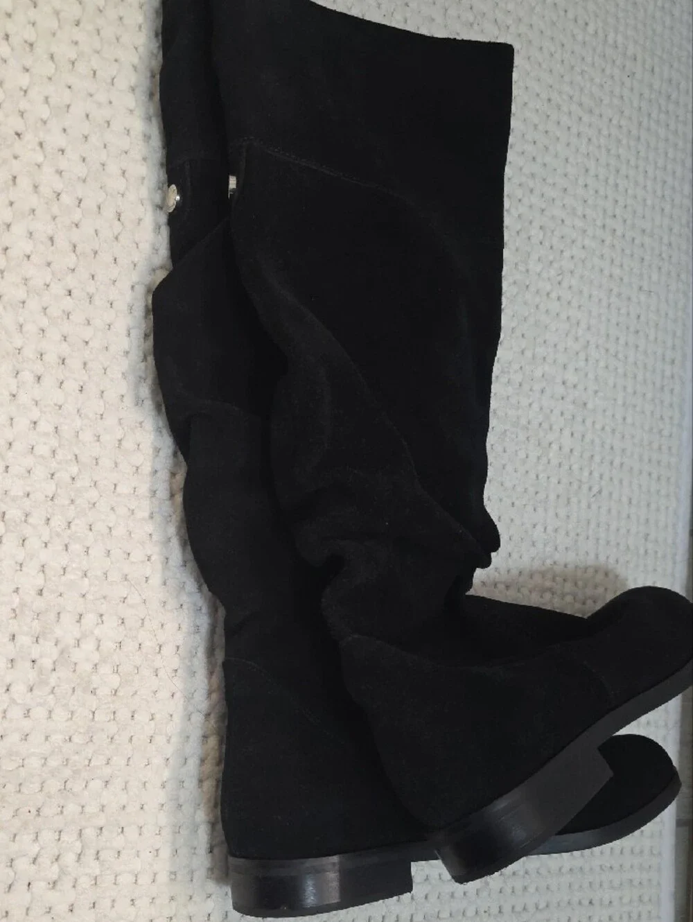 Steve Madden Balen Womens Black Faux Suede Slouch Knee High Boots